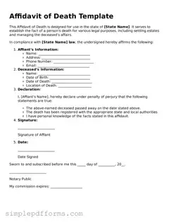 Free Affidavit of Death Form