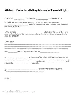 Fill a Valid Affidavit Parental Rights Form