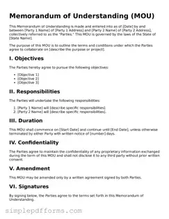 Free Memorandum of Understanding Form