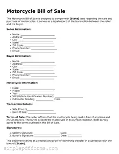 Free Motorcycle Bill of Sale Form