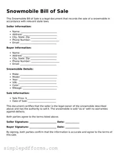 Free Snowmobile Bill of Sale Form