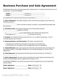 Free Business Purchase and Sale Agreement Form