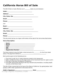 Attorney-Verified Horse Bill of Sale Document for California State