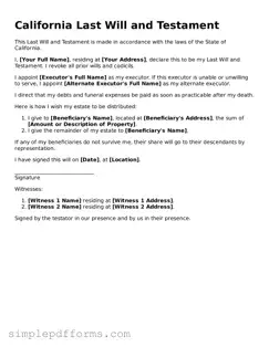 Attorney-Verified Last Will and Testament Document for California State