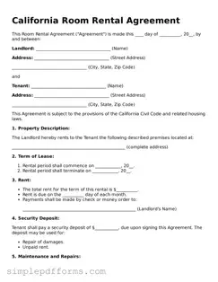 Attorney-Verified Room Rental Agreement Document for California State