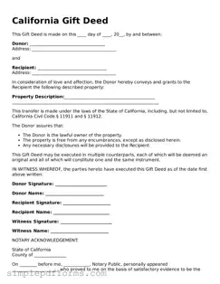 Attorney-Verified Gift Deed Document for California State
