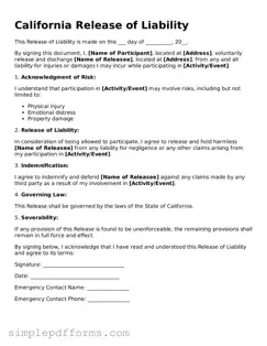 Attorney-Verified Release of Liability Document for California State