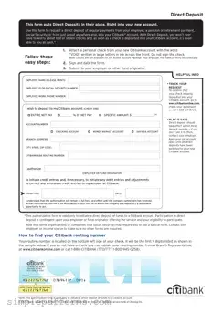 Fill a Valid Citibank Direct Deposit Form