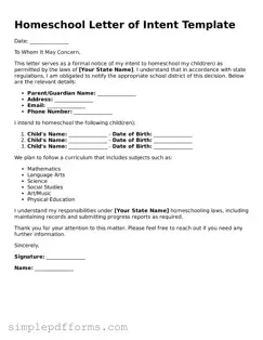 Free Homeschool Letter of Intent Form