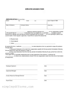 Fill a Valid Employee Advance Form