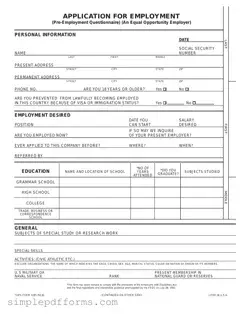 Fill a Valid Employment Application Pdf Form