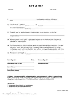 Fill a Valid Gift Letter Form