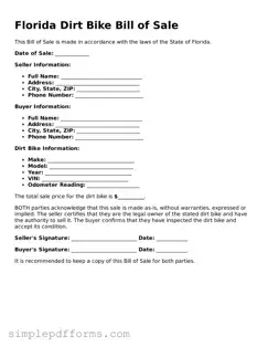 Attorney-Verified Dirt Bike Bill of Sale Document for Florida State