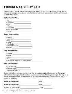 Attorney-Verified Dog Bill of Sale Document for Florida State