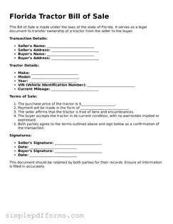 Attorney-Verified Tractor Bill of Sale Document for Florida State