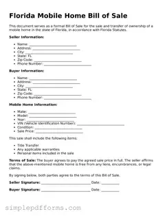 Attorney-Verified Mobile Home Bill of Sale Document for Florida State