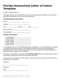 Attorney-Verified Homeschool Letter of Intent Document for Florida State