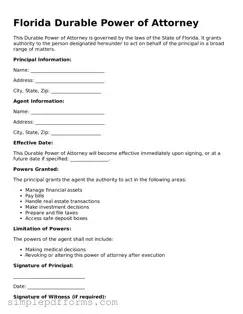 Attorney-Verified Durable Power of Attorney Document for Florida State