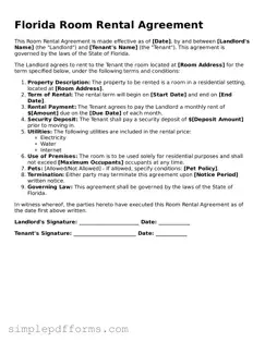 Attorney-Verified Room Rental Agreement Document for Florida State