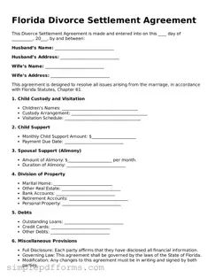 Attorney-Verified Divorce Settlement Agreement Document for Florida State