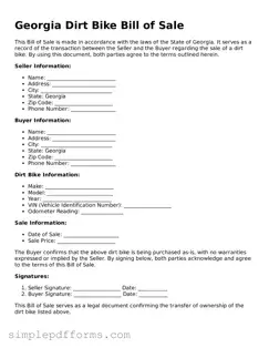 Attorney-Verified Dirt Bike Bill of Sale Document for Georgia State