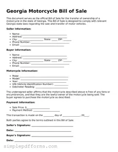 Attorney-Verified Motorcycle Bill of Sale Document for Georgia State