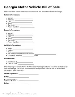 Attorney-Verified Motor Vehicle Bill of Sale Document for Georgia State