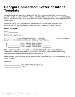 Attorney-Verified Homeschool Letter of Intent Document for Georgia State