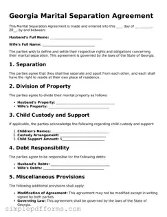 Attorney-Verified Marital Separation Agreement Document for Georgia State