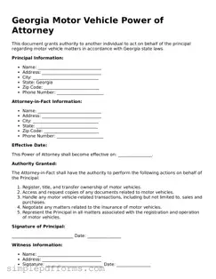 Attorney-Verified Motor Vehicle Power of Attorney Document for Georgia State