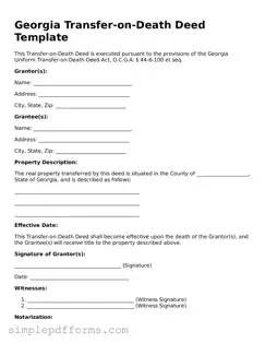 Attorney-Verified Transfer-on-Death Deed Document for Georgia State