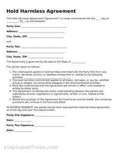 Free Hold Harmless Agreement Form