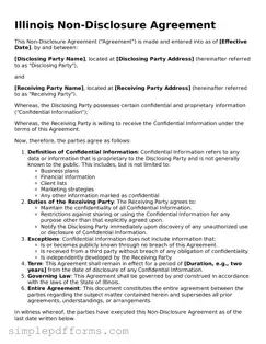 Attorney-Verified Non-disclosure Agreement Document for Illinois State