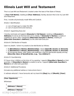 Attorney-Verified Last Will and Testament Document for Illinois State