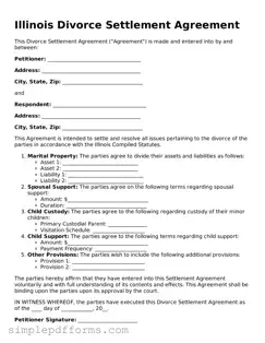 Attorney-Verified Divorce Settlement Agreement Document for Illinois State