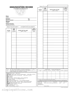 Fill a Valid Immunization Record Form
