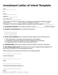 Free Investment Letter of Intent Form