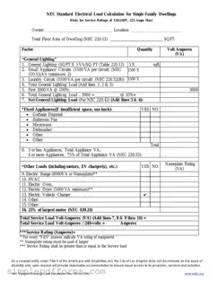 Fill a Valid LADBS NEC Standard Electrical Load Calculation Form