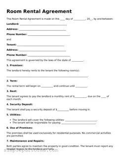 Free Room Rental Agreement Form