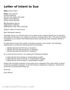 Free Letter of Intent to Sue Form