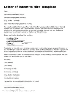 Free Letter of Intent to Hire Form