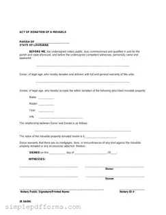 Fill a Valid Louisiana act of donation Form