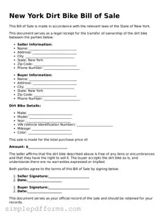 Attorney-Verified Dirt Bike Bill of Sale Document for New York State