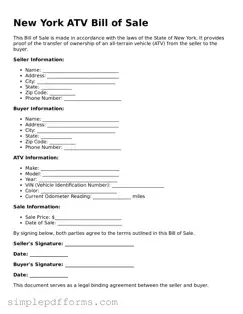 Attorney-Verified ATV Bill of Sale Document for New York State