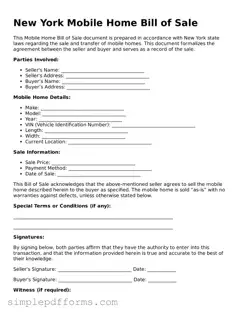 Attorney-Verified Mobile Home Bill of Sale Document for New York State