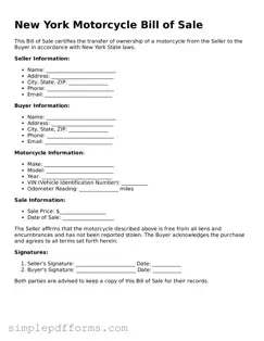 Attorney-Verified Motorcycle Bill of Sale Document for New York State