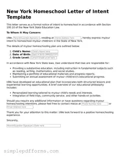 Attorney-Verified Homeschool Letter of Intent Document for New York State