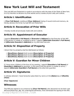 Attorney-Verified Last Will and Testament Document for New York State