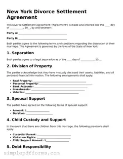 Attorney-Verified Divorce Settlement Agreement Document for New York State