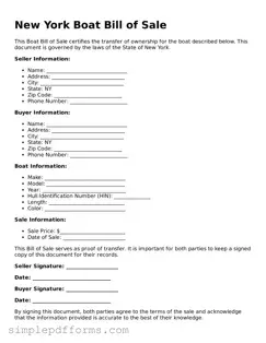 Attorney-Verified Boat Bill of Sale Document for New York State